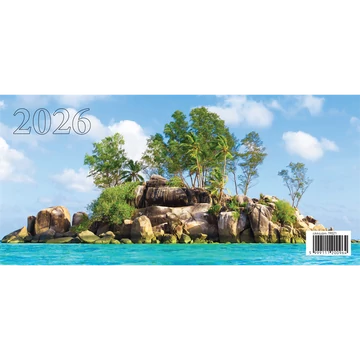 Asztali naptár 325mmx155mm, fehérlapok, fekvő tartóval 2026.