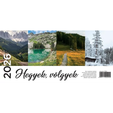 Asztali naptár képes, 295mmx140mm, álló tartóval 2026.