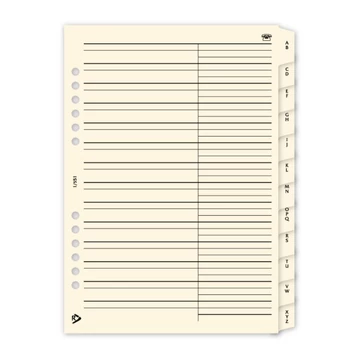 Gyűrűs kalendárium utántöltő csomag  1/551 sárga papíros telefon regiszter L mérethez Realsystem