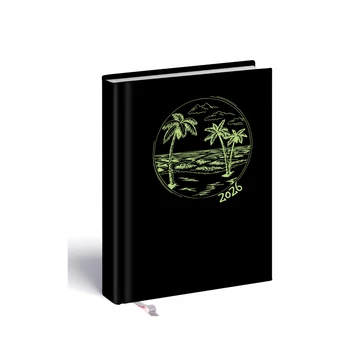 Határidőnapló Laser B/6, heti fehér lapokkal zöld-pálmafa mintával Realsystem 2026.