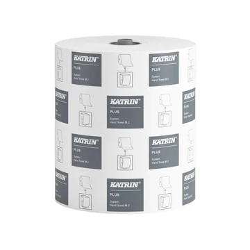 Kéztörlő 2 rétegű tekercses átmérő: 19 cm perforáció nélküli 6 tekercs/karton System Katrin_97449 fehér