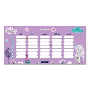 Órarend egylapos lányos, Ars Una UNICORN 25db/csomag