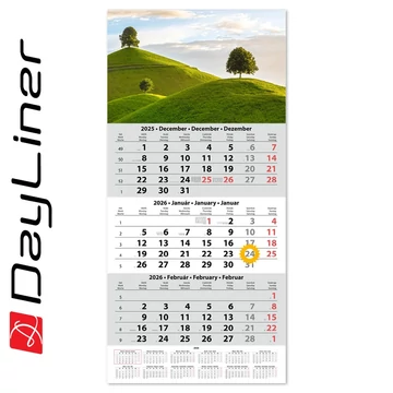 Speditőr naptár 1 tömb, 3 hónap SP-1 330 × 670 mm, fehér lapokkal Hangulat Dayliner 2026.