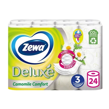 Toalettpapír 3 rétegű kistekercses 100% cellulóz 24 tekercs/csomag Deluxe Zewa Camomile Comfort hófehér