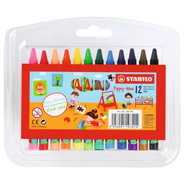 Zsírkréta készlet, Stabilo Yippy-Wax 2812PL, 12klf. szín