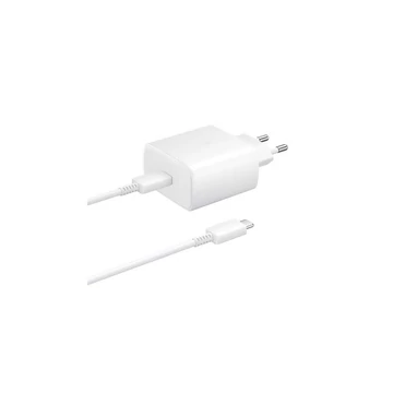 Töltő hálózati SAMSUNG Type-C aljzat (45W, PD gyorstöltő + 100cm Type-C kábel) fehér