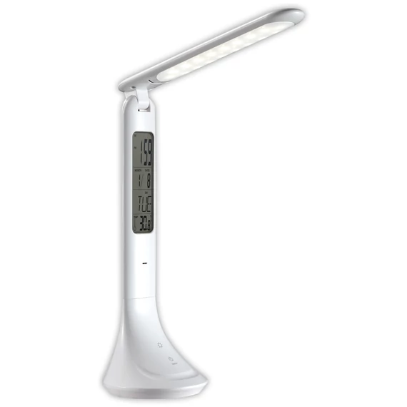 Asztali LED lámpa, kijelzővel, 5W, 4000K, AVIDE, fehér