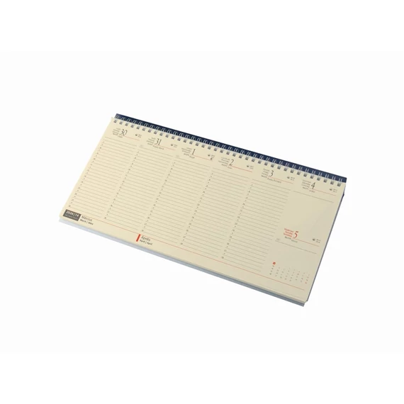 Asztali naptár 320mmx155mm, krémszínű lapokkal fekvó kék műbörrel borított tartóval Realsystem 2026.