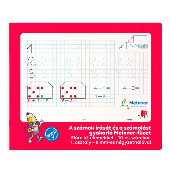 Füzet iskolai, 32lap, szám gyakorló előírt 1.osztályos fekvő Süni Meixner
