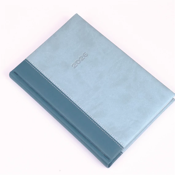 Határidőnapló Linett A/5, napi fehér lapokkal kék-türkiz Realsystem 2026.