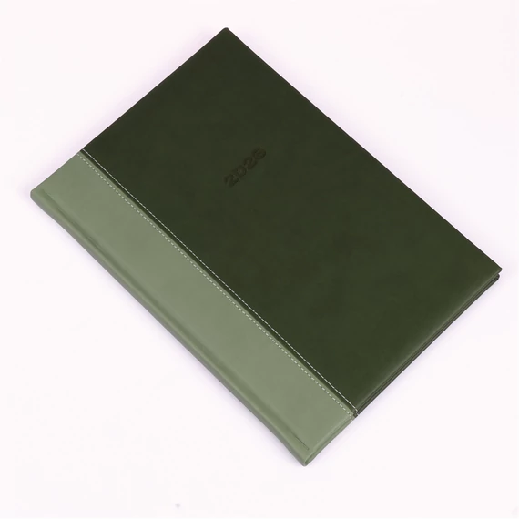 Határidőnapló Linett B/5, heti fehér lapokkal zöld-zöld Realsystem 2026.