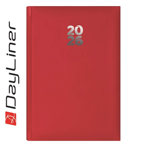 Határidőnapló Pannon A5 napi, fehér lapokkal piros Dayliner 2026.