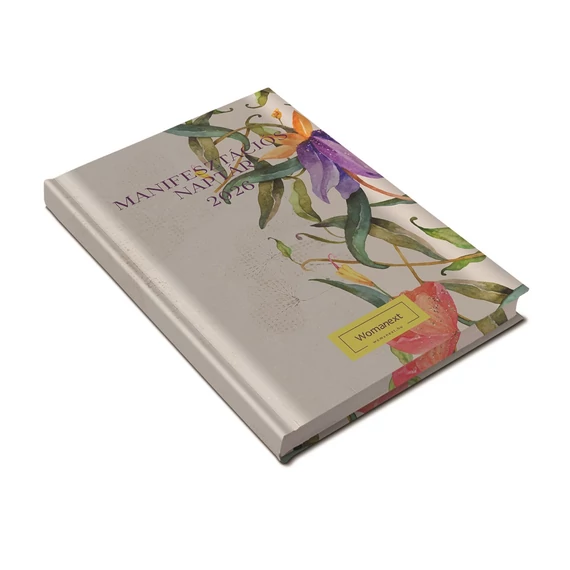 Határidőnapló Womanext naptárkönyv A/5, heti fehér lapokkal flower flow Realsystem 2026.