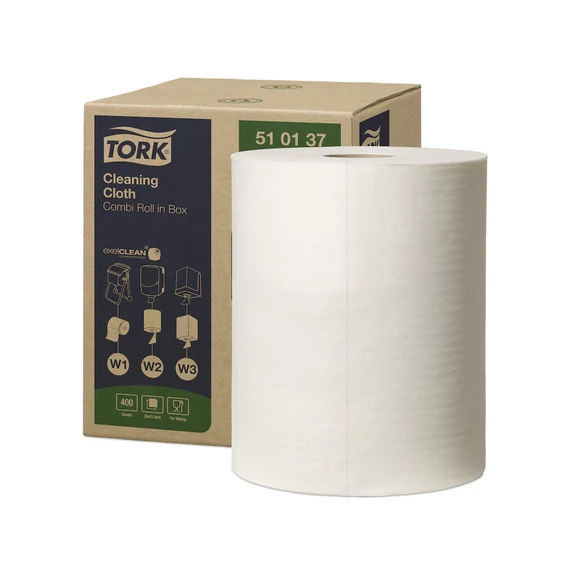 Ipari törlő tekercses többfunkciós kombi 152 m/400 lap/tekercs 1 tek/karton W1/W2/W3 Tork_510137 fehér