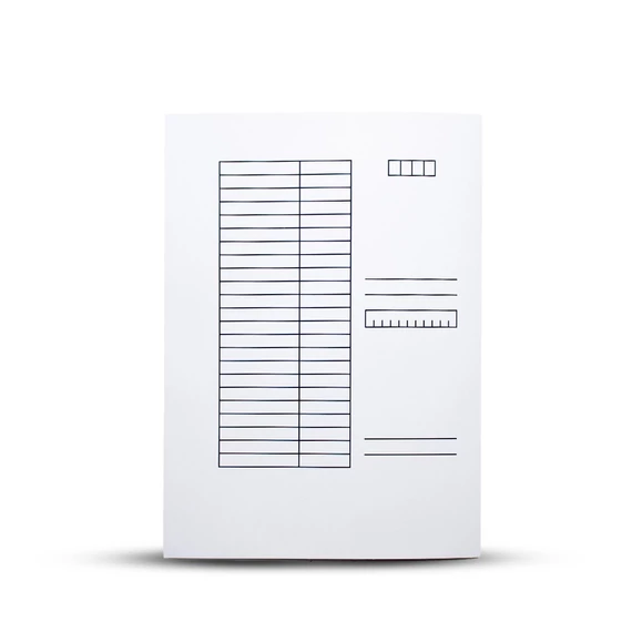 Iratgyűjtő, pólyás dosszié A4, 230g. karton táblázatos noname fehér