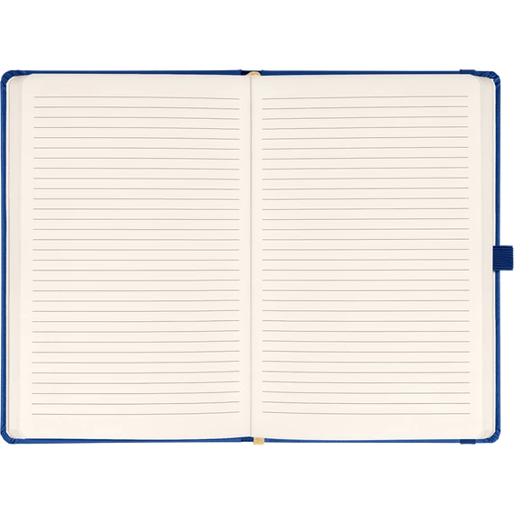 Keménytáblás notesz vonalas krémszínű lapokkal leszorító gumiszalaggal Dark blue 130x210mm, Presco