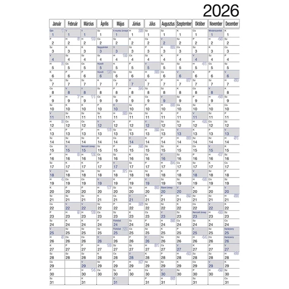 Plakátnaptár 2 oldalas éves tervezővel 980x680mm, Realsystem 2026.