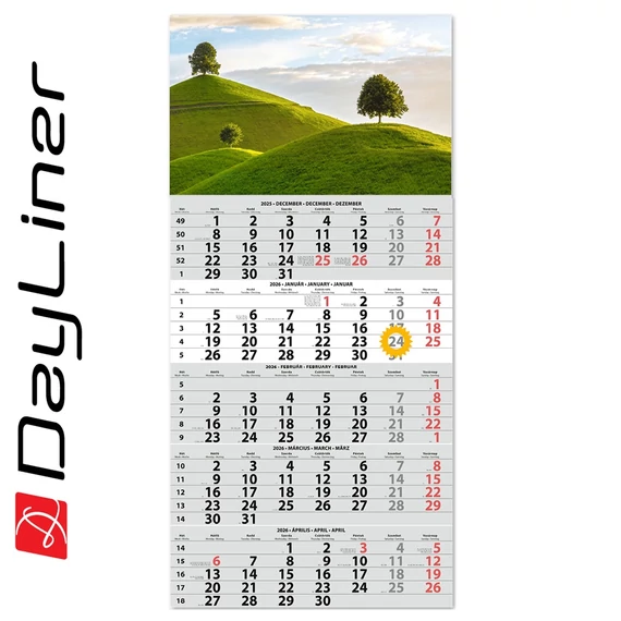 Speditőr naptár 1 tömb, 5 hónap SP-15 330 × 670 mm, fehér lapokkal Hangulat Dayliner 2026.