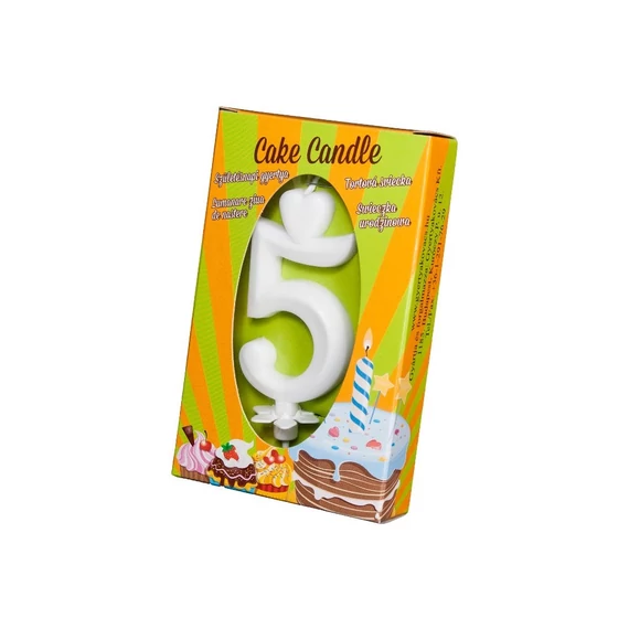 Számgyertya csomagolt 5 fehér