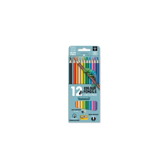 Színes ceruza készlet, háromszögletű , hegyezővel Ars Una 12 klf. szín,