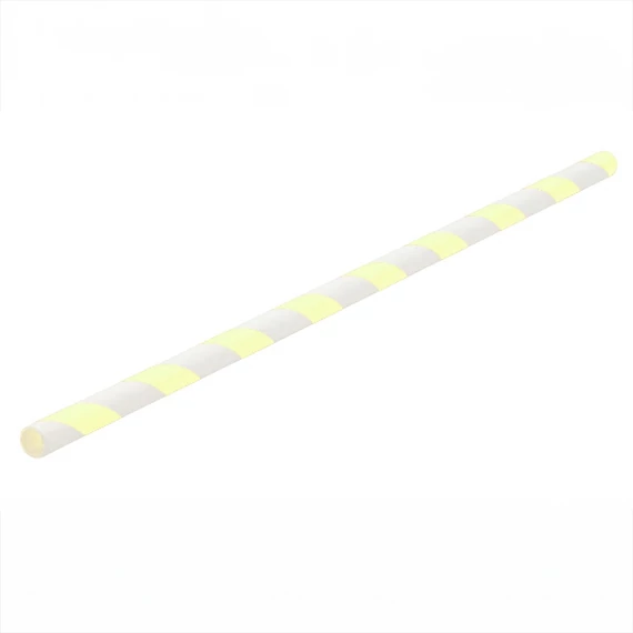 Szívószál papír 8 x 230 mm 250 db/csomag citromsárga / fehér csíkos