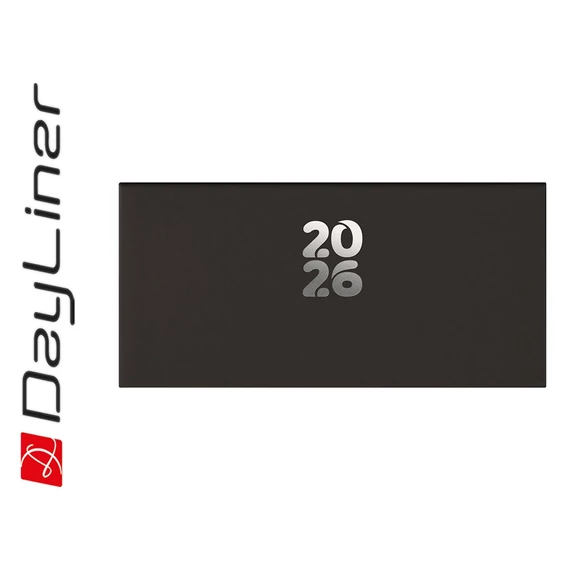 Zsebnaptár Pannon fekvő heti, fehér lapokkal fekete Dayliner 2026.