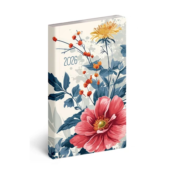 Zsebnaptár álló Flexi, fehér lapokkal floral Realsystem 2026.