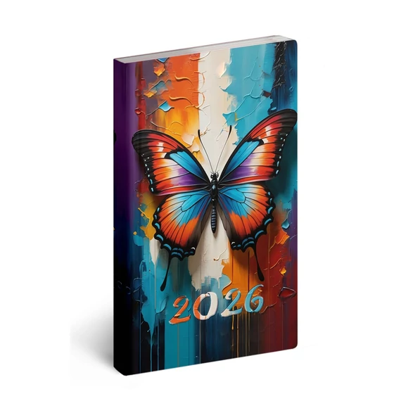 Zsebnaptár álló Flexi, fehér lapokkal lepke Realsystem 2026.