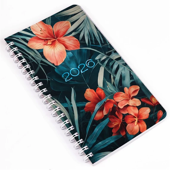 Zsebnaptár álló spirálozott SP2 heti fehér lapokkal tropical Realsystem 2026.